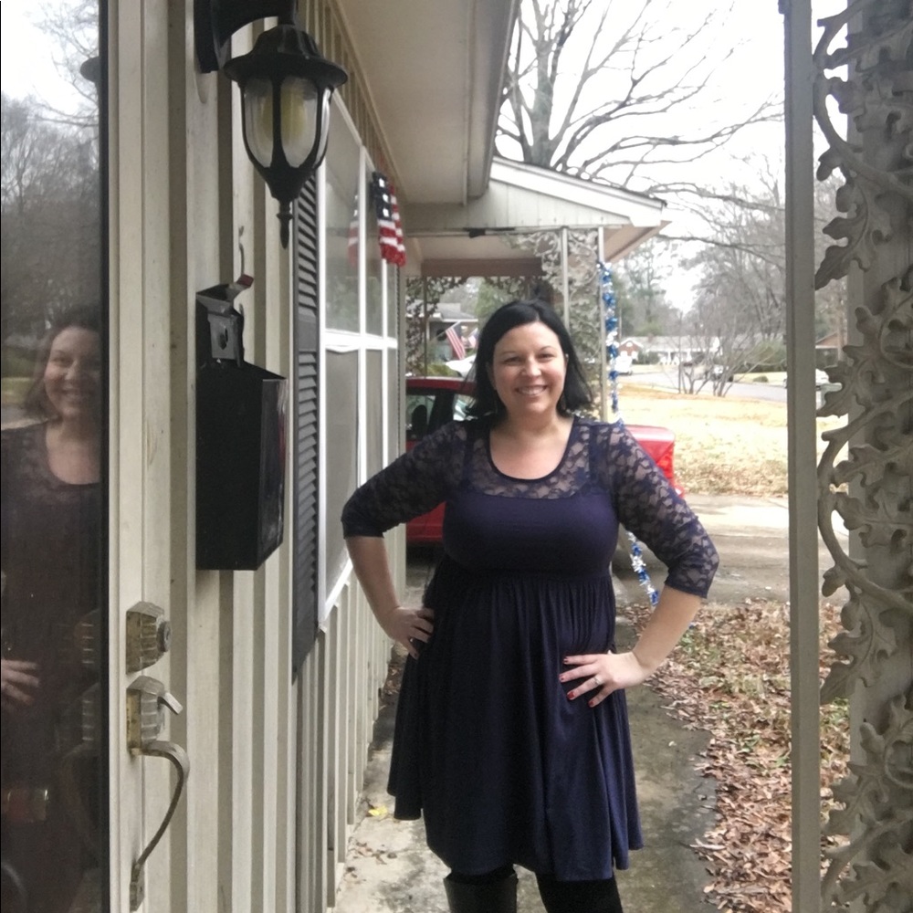 Slimming Torrid Plus Size Navy Lace Dress Sz 1